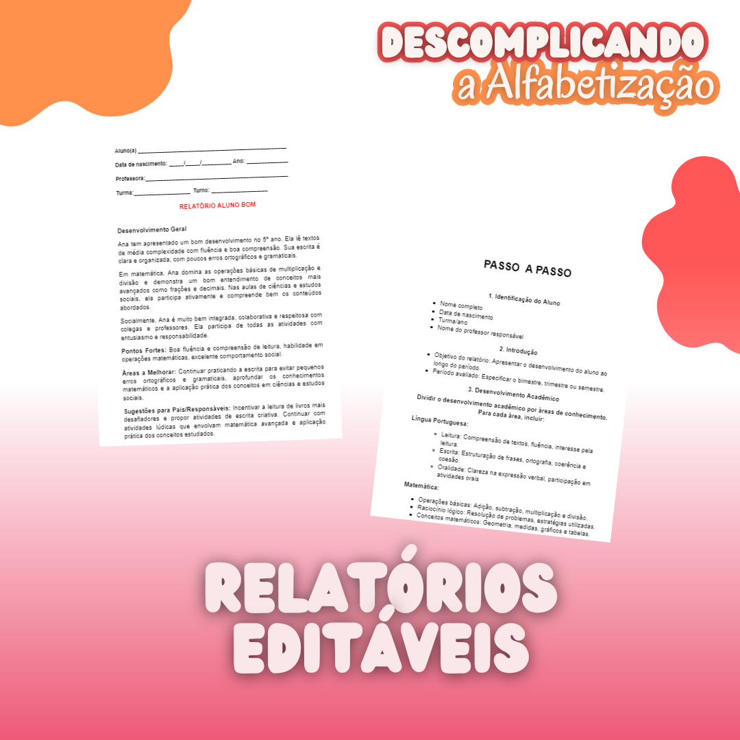 Relatórios Escolares – Editáveis